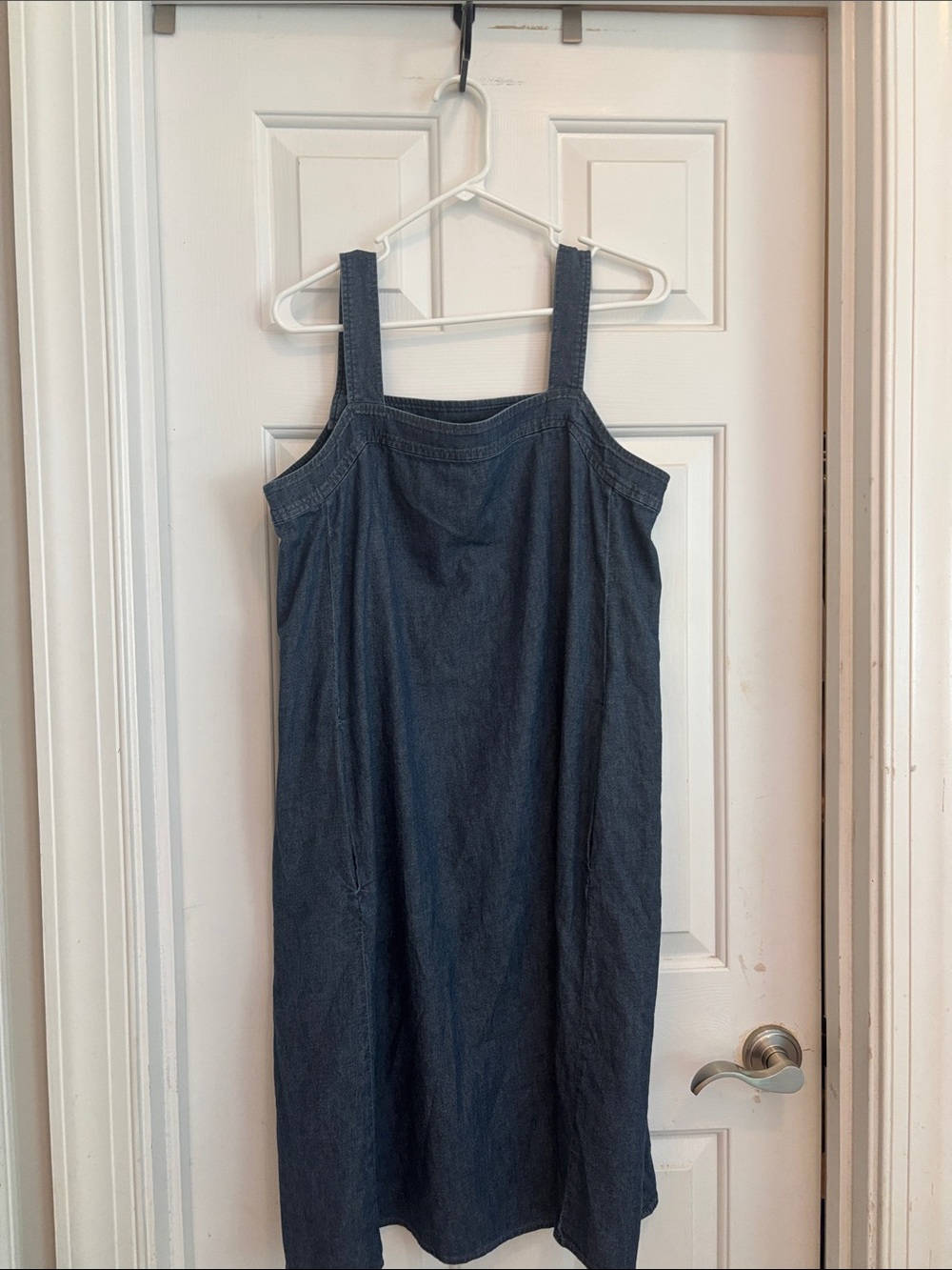 Eileen Fisher Indigo Denim Midi Pinafore Dress